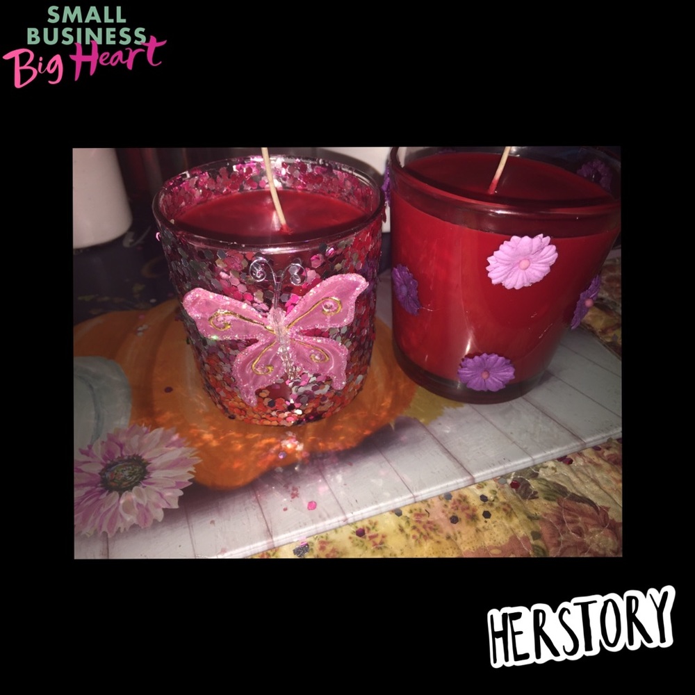 Handmade candles and decorated holders